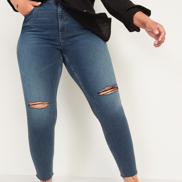Old Navy Denim - Extra High-Waisted Rockstar 360° Stretch Super Skinny Ripped Ankle Jeans